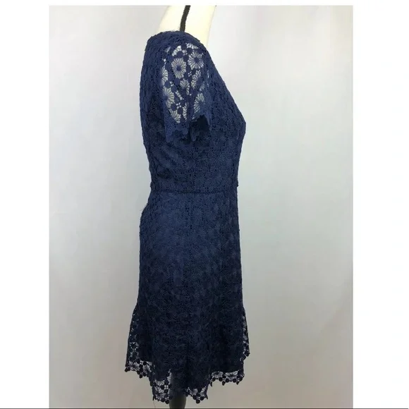 Sail to Sable Women's Navy Blue Lace A-Line Dress - Picture 4 of 7